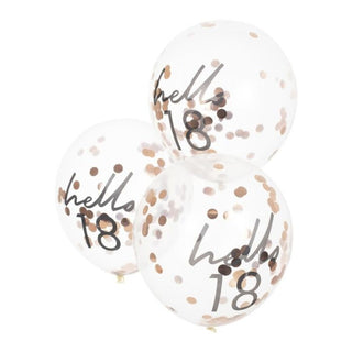 Hello 18 Confetti Balloons / 18th Birthday Party Balloons / 18th Birthday Balloons / Rose Gold Confetti Balloons / Celebrate 18