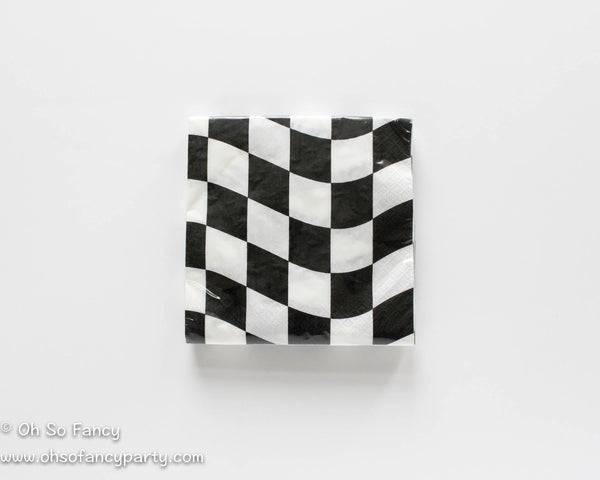 Checkered Flag Small Napkins / Race Car Birthday Party / Car Party Napkins / Pit Stop / Racing Party Supplies / Cars / Black & White Napkin