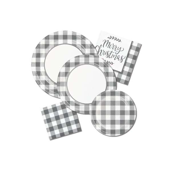 Gray Buffalo Plaid Dessert Plates 