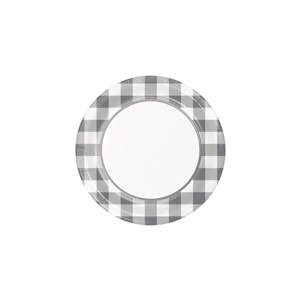 Gray Buffalo Plaid Dessert Plates 
