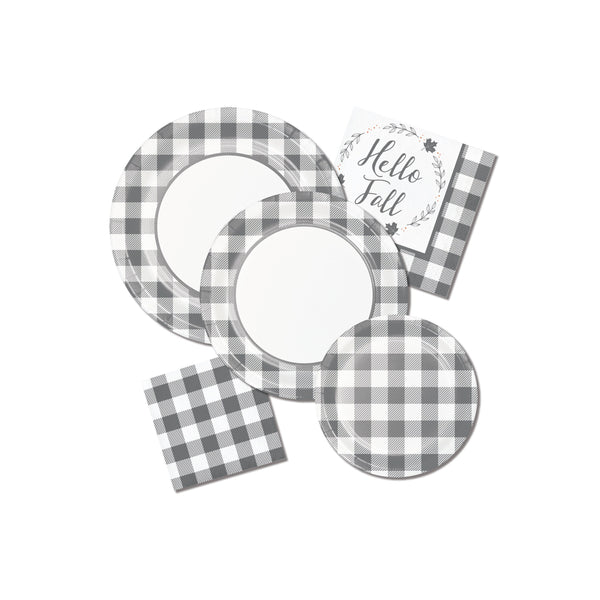 Gray Buffalo Plaid Dessert Plates 