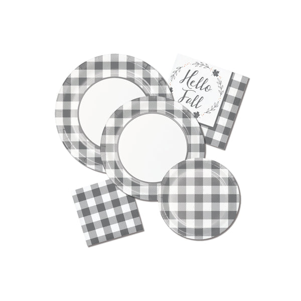 Gray Buffalo Plaid Platter 