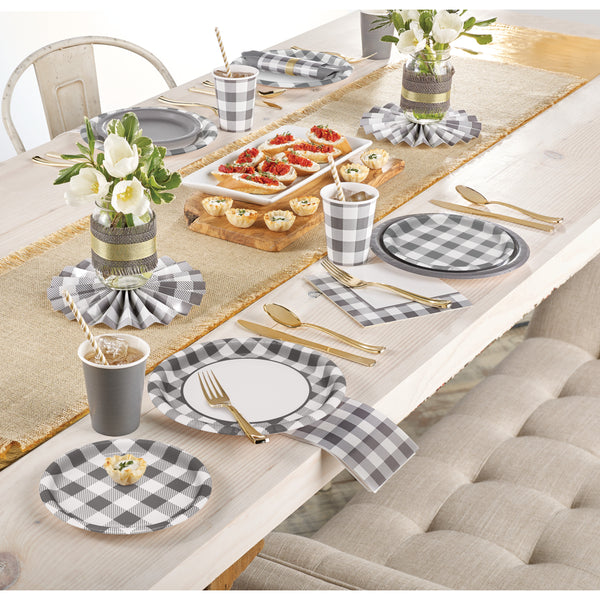 Gray Buffalo Plaid Dessert Plates 