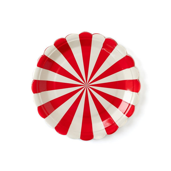 Red and White Dinner Plates / Party Plates / Memorial Day / 4th of July / Independence Day / Red & Off-White Striped Plates