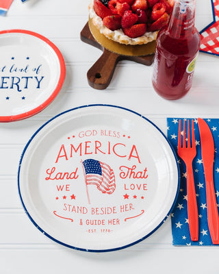 Gold Bless America Dinner Plates 