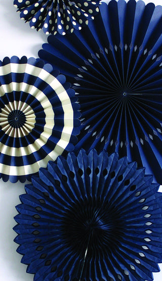 Navy Party Fan Set / Navy Fans / Party Fans / Paper Fans / Nautical Party / Ocean Theme / Navy Blue Party Fans