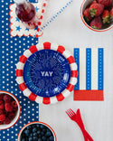 Red and White Dinner Plates / Party Plates / Memorial Day / 4th of July / Independence Day / Red & Off-White Striped Plates