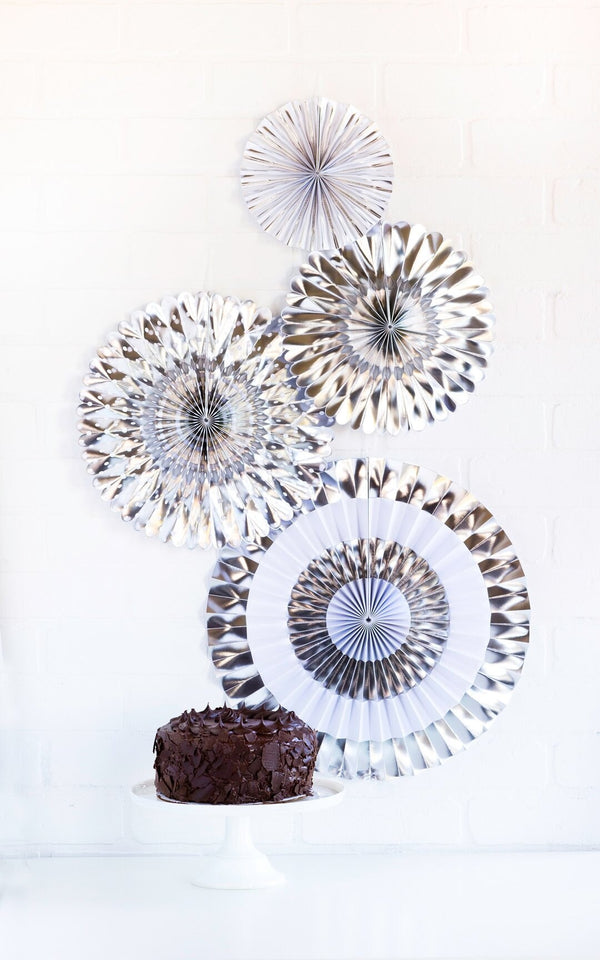 Silver Foil Party Fan Set 