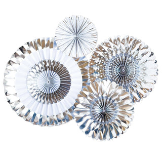 Silver Foil Party Fan Set 