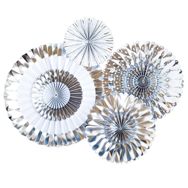 Silver Foil Party Fan Set 