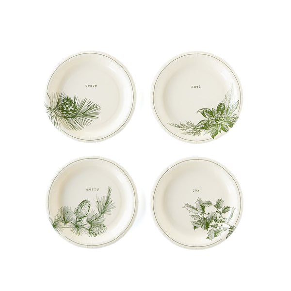 Botanical Green Plaid Plates / Green Plaid Plates / Christmas Plates / Holiday Paper Plates / Botanical Christmas /Farmhouse Christmas Plate