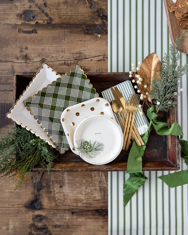 Botanical Dessert Plates / Green Botanical Plate / Christmas Plate / Holiday Dessert Plate / Botanical Christmas /Farmhouse Christmas Plate