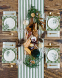 Botanical Green Stripe Fringe Napkin 