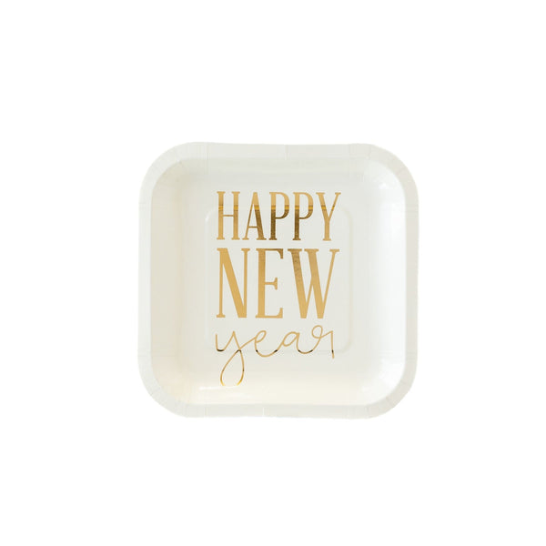 Gold Foil Happy New Year Plate 