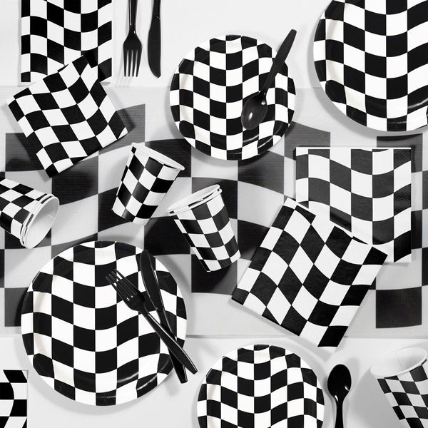 Checkered Flag Large Napkins / Race Car Birthday Party / Car Party Napkins / Pit Stop / Racing Party Supplies / Cars / Black & White Napkin