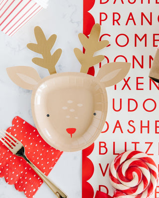 Reindeer Paper Plates / Rudolph Plates / Rudolph the Red Nosed Reindeer Plates / Up on the Rooftop / Christmas Plates / Holiday Paper Plates