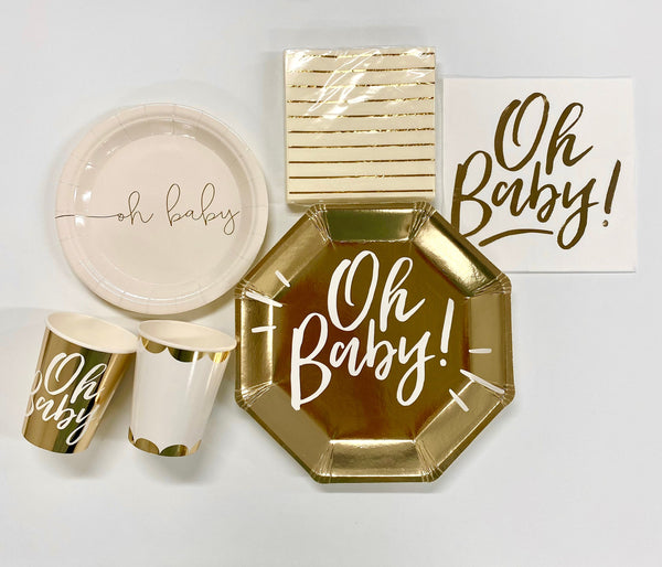 Gold Foil and Ivory Party Fan Set 