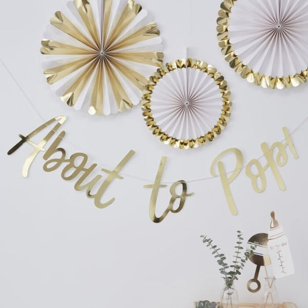 Gold Foil and Ivory Party Fan Set 