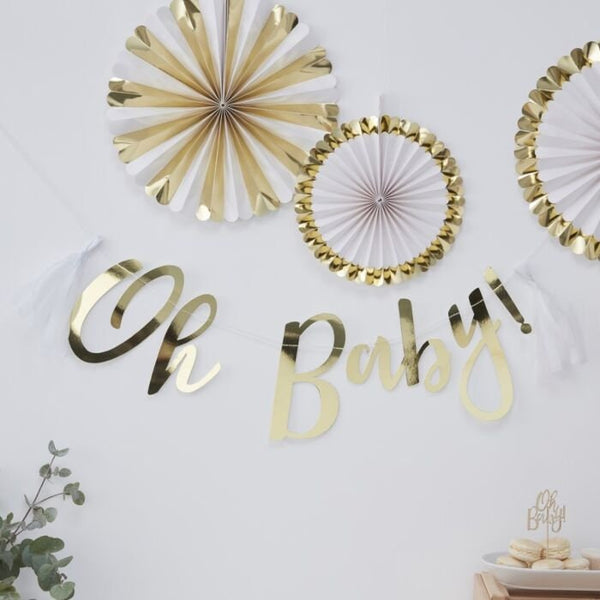 Gold Foil and Ivory Party Fan Set 