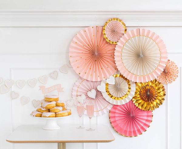 Pink and Gold Party Fan Set 