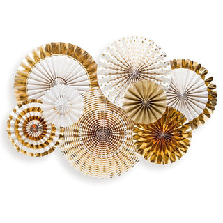 Gold Foil and Ivory Party Fan Set 