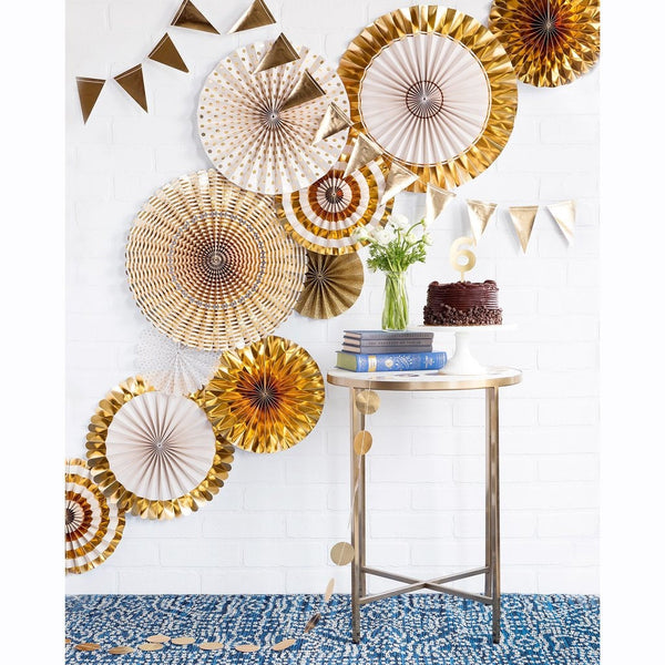 Gold Foil and Ivory Party Fan Set 