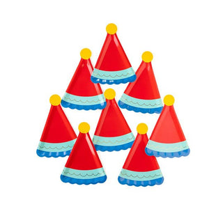 Blue Party Hat Plate / Party Hat Plates / Hooray Paper Plates / Red Birthday Hat Plate /