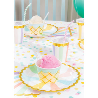 Ice Cream Party Supplies - I Scream for Ice Cream Cone & Sprinkles Paper  Bowls and Napkins (Serves 16)