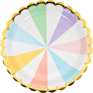 Pastel Celebrations Dinner Plate / Pastel Rainbow Plate 8ct / Ice Cream Party / Girls Birthday / Pastel Rainbow Party Decor / Baby Shower