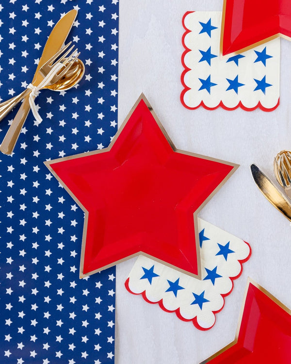 Stars and Stripes Star Mini Banner Set / July 4th Decor / Glitter Star Banner / 4th of July / Americana / Red White and Blue Star Banners