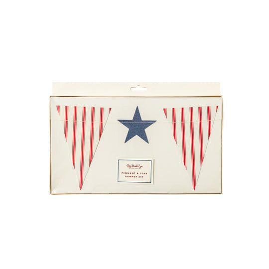 Hamptons Pennant Star Banner / July 4th Decor / Patriotic Banner / 4th of July / Americana / Red White and Blue Star Banner