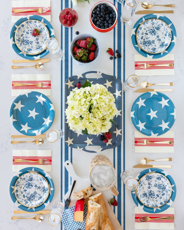 Hamptons Blue Floral Dessert Plate / Blue Floral Small Plate / Memorial Day / 4th of July / America / Floral Plate / 4th of July Tableware