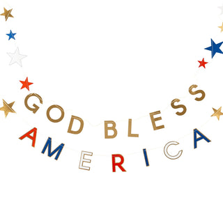 God Bless America Banner / July 4th Decor / Patriotic Banner / 4th of July / Americana / Red White and Blue Banner / Gold Foil