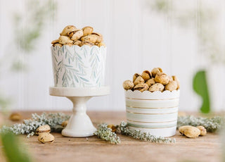Gold Foil Dropping Branches Baking Cups / Green Leaves and Stripes / Botanical Treat Cups / Gender Neutral Baking Cups