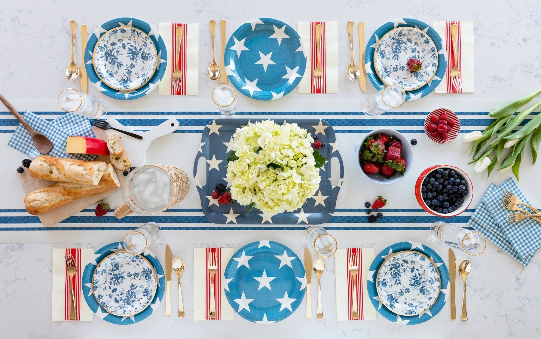Hamptons Blue Star Dinner Plate / July 4th Tableware / Patriotic Blue Star Plate / Memorial Day Party / America / 4th of July BBQ Party