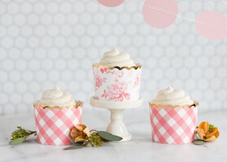 Gingham Floral Pink Treat Cups / Gingham Treat Cups / Gingham Pastel Baking Cups / Spring Party Decor / Easter Party