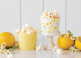 Yellow Floral Treat Cups / Yellow and Grey Treat Cups / Treat Cups / Baking Cups / Yellow and White / Garden Party Treat Cups