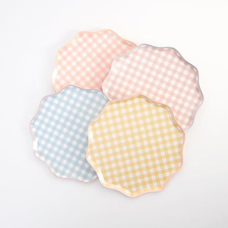 Gingham Small Plates / Dessert Paper Plate / Garden Party Cocktail Plate / Tea Party / Bridal Shower Appetizer Plates / Picnic Plates