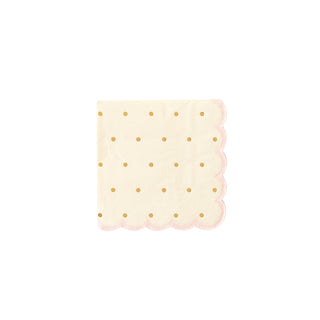 Princess Gold Polka Dot Small Napkins / Pink Scalloped Napkins / Light Pink Party Napkins / Pink Paper Napkins / Pink Scallop