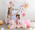 Princess Gold Polka Dot Small Napkins / Pink Scalloped Napkins / Light Pink Party Napkins / Pink Paper Napkins / Pink Scallop
