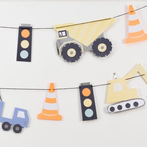 Construction Truck Garland / Truck Banner / Construction Party Banner / Truck Birthday Party / Big Rig Truck Banner