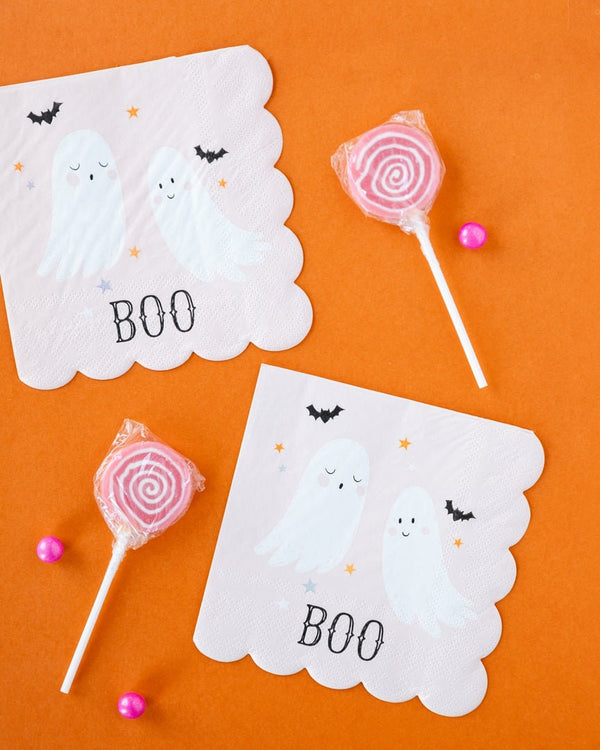 Halloween Ghost Napkins / Boo Ghost Napkin / Halloween Napkins / Halloween Party / Halloween Decor / Halloween Boo Ghost / Pink Ghost
