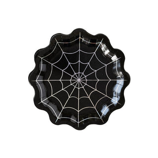 Spiderweb Plates / Halloween Plates / Halloween Party Plates / Black and Silver Foil / Halloween Party / Halloween