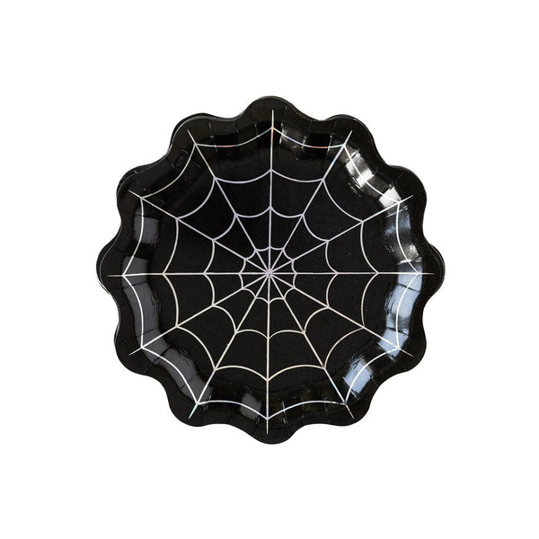 Spiderweb Plates / Halloween Plates / Halloween Party Plates / Black and Silver Foil / Halloween Party / Halloween