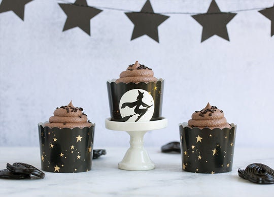 Witches Baking Cups / Hocus Pocus Party / Kids Halloween Party / Halloween Treat Cups / Baking Cups / Halloween Food Cup / Witches and Stars