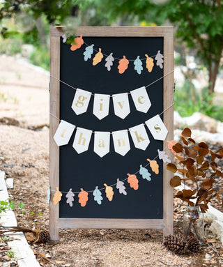Harvest Give Thanks Leaves Banner / Give Thanks Garland / Thanksgiving Party Decor / Harvest Party Decor / Fall Party Decor