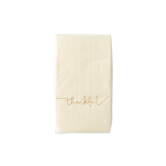 Thankful Ivory Napkin / Harvest Dinner Napkin / Ivory and Gold Napkin / Friendsgiving Napkin / Thanksgiving Napkin / Harvest Party