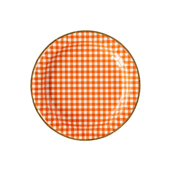 Harvest Brown Gingham Check Dinner Plates / Thanksgiving Charger / Rustic Farmhouse Thanksgiving / Friendsgiving / Thanksgiving Dinner Plate