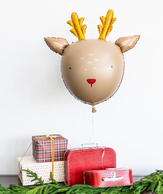 Reindeer Shaped Mylar Balloon 36"/ Rudolph Balloon / Rudolph the Red Nosed Reindeer / Up on the Rooftop / Christmas Kids Balloon / Reindeer