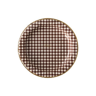 Harvest Brown Gingham Check Dinner Plates / Thanksgiving Plates / Rustic Farmhouse Thanksgiving / Friendsgiving / Thanksgiving Dinner Plate